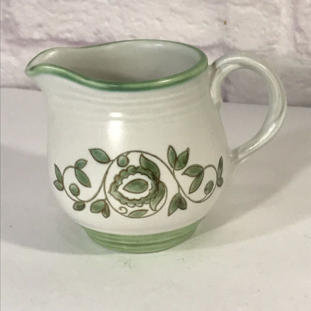 Vintage Metlox Mission Verde Poppytrail 3 1/2" Creamer Green Floral Vines 1960's - Picture 6 of 6